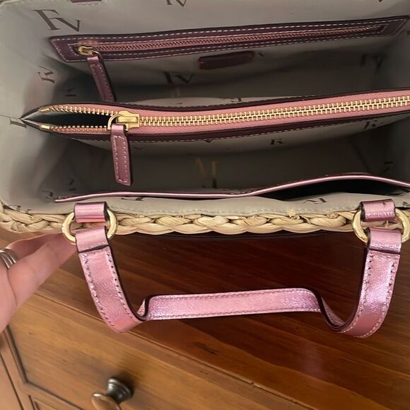 Frances Valentine Pink and Tan Woven Tote - Picture 3 of 9